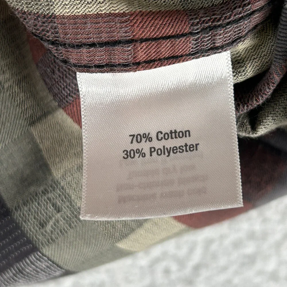 Norm Thompson Shirt Mens Large Plaid Button Down Casual Pocket Vintage Look